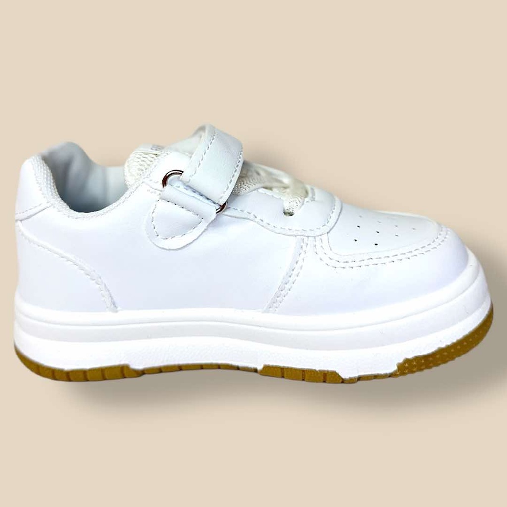 بوت أبيض للجنسين بنعل عسلي