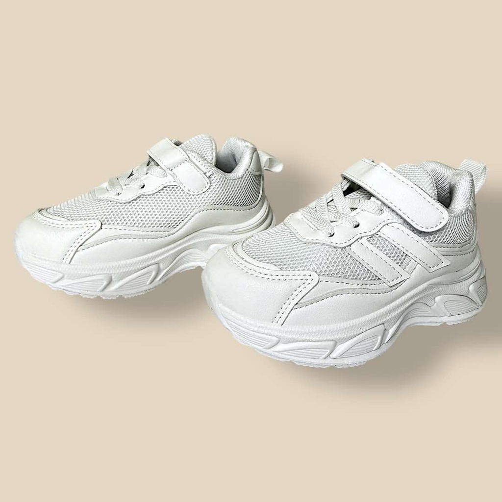 بوت أبيض قماش وجلد مناسب للجنسين