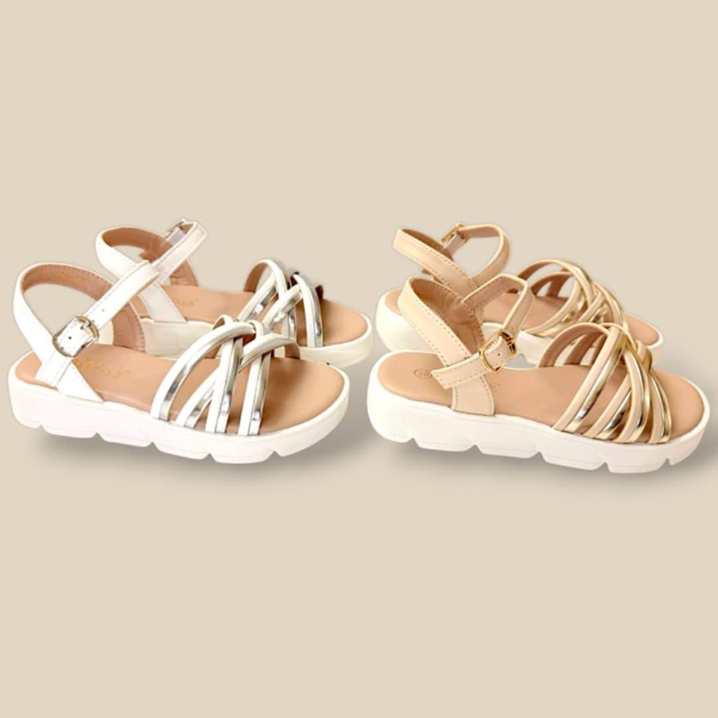 صندل بناتي ناعم نعل عالي بلونين