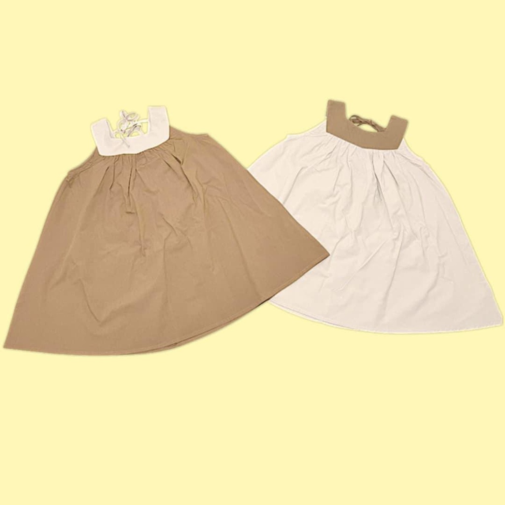 فستان بناتي بفتحة ظهر مثلثة بلونين