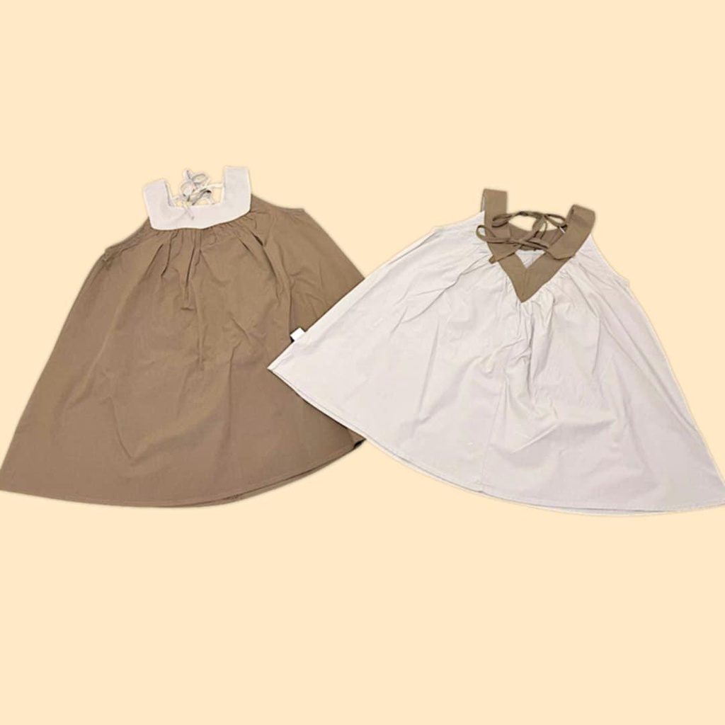 فستان بناتي بفتحة ظهر مثلثة بلونين