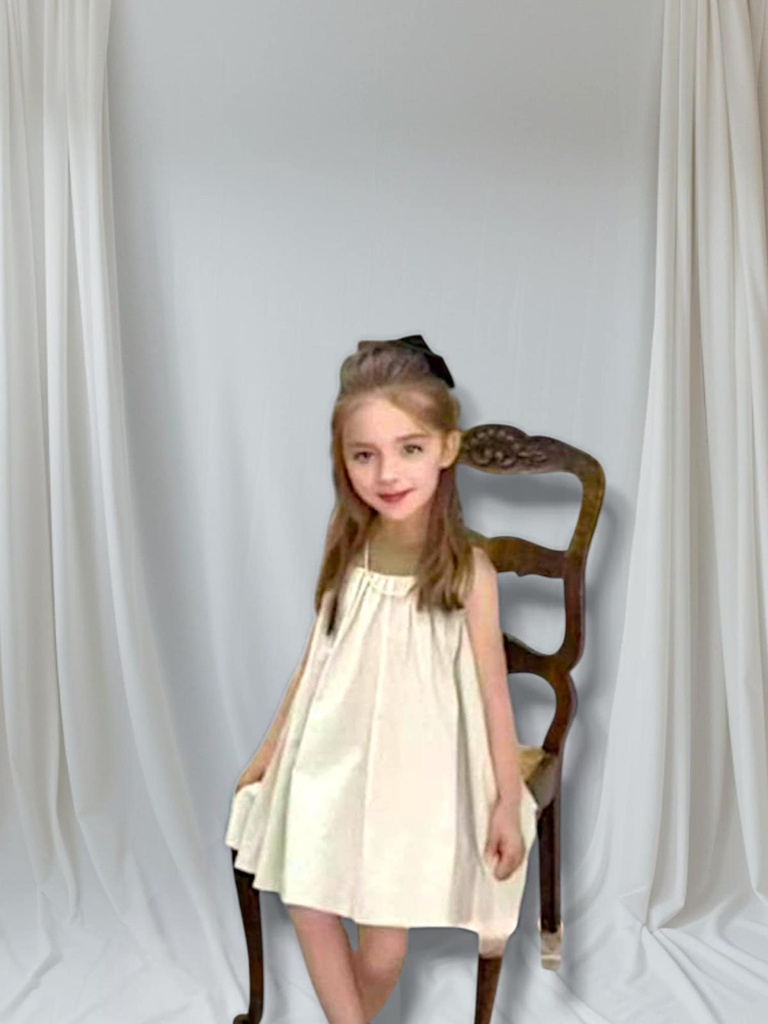 فستان بناتي بفتحة ظهر مثلثة بلونين