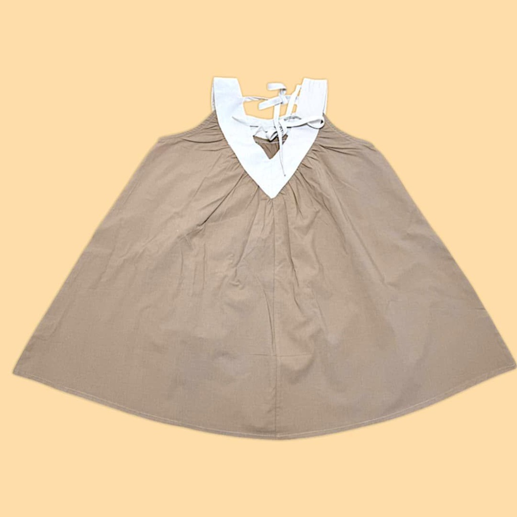 فستان بناتي بفتحة ظهر مثلثة بلونين