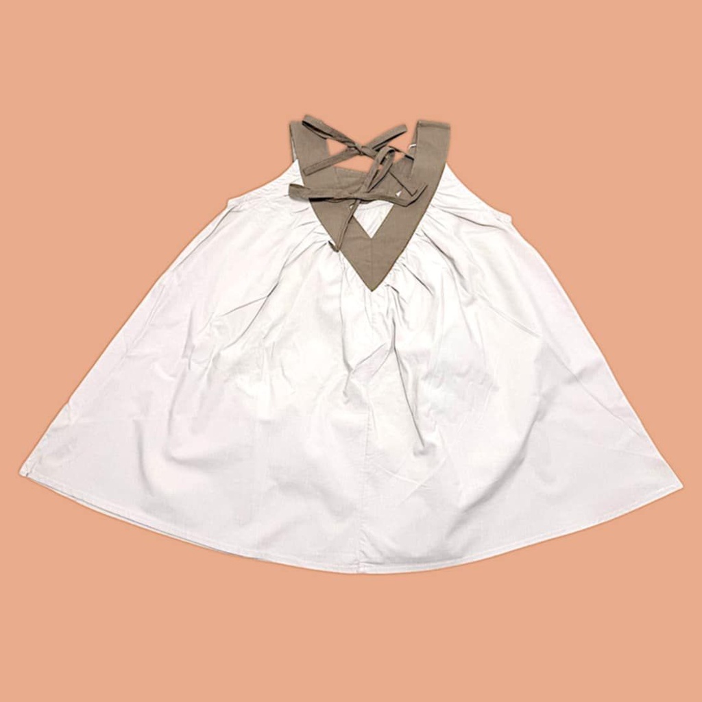 فستان بناتي بفتحة ظهر مثلثة بلونين