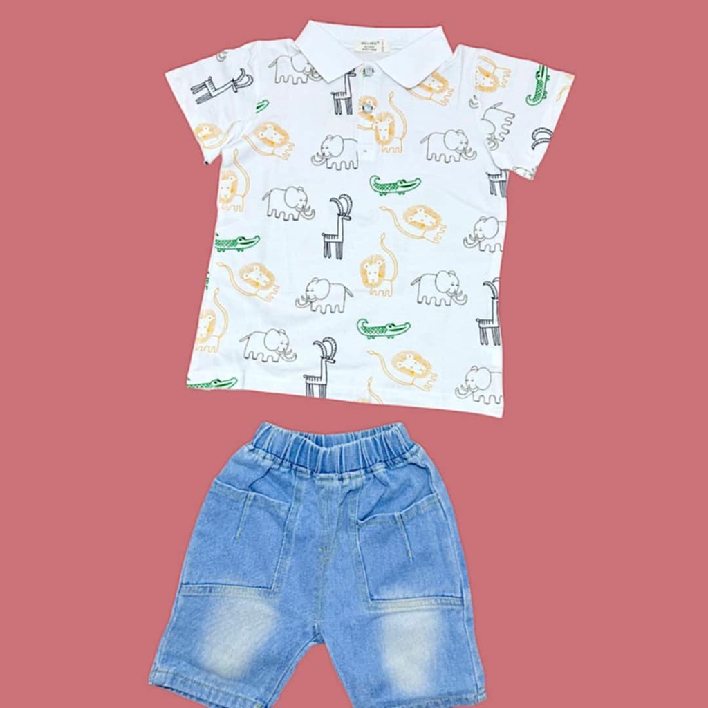 بلوزة ولادي بلونين برسومات حيوانات