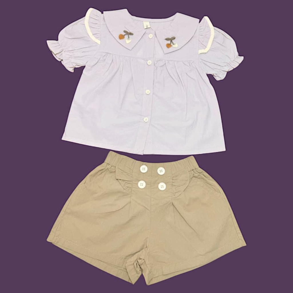 طقم بناتي مميز شورت مع قميص