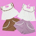 طقم بناتي رسمي شورت وبلوزة بلونين مميزين