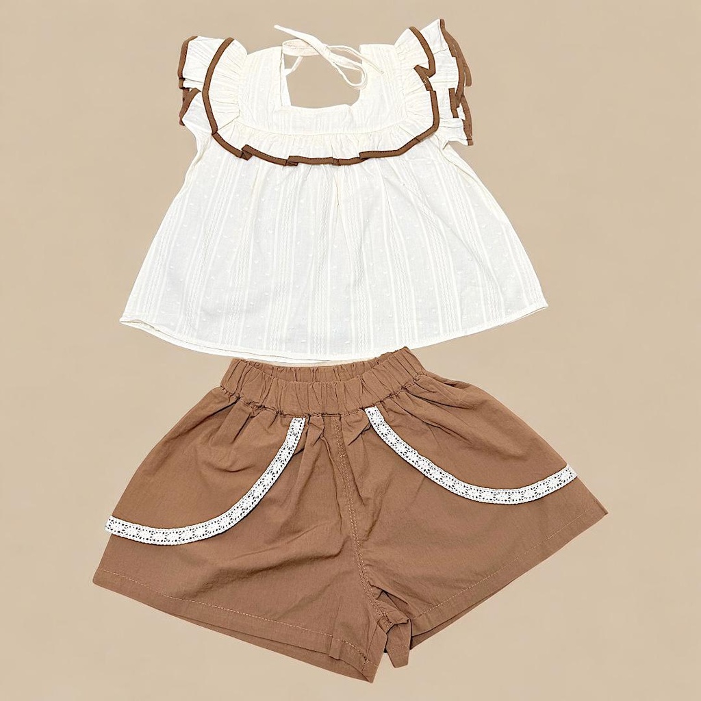 طقم بناتي رسمي شورت وبلوزة بلونين مميزين