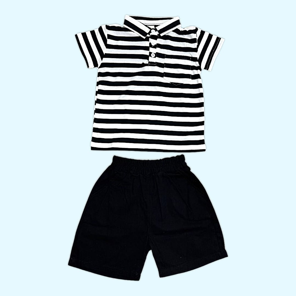 طقم ولادي بلوزة قطن مع شورت كتان