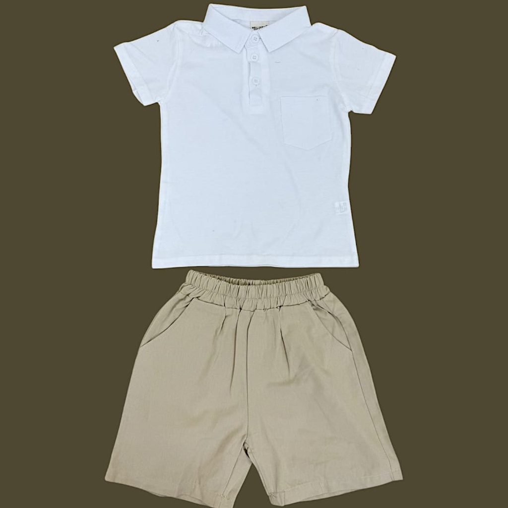 طقم ولادي بلوزة مع شورت كتان، البلوزة قطن 100%