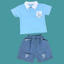 طقم بلوزة مع شورت جينز برسمة ديناصورات