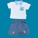 طقم بلوزة مع شورت جينز برسمة ديناصورات