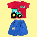 طقم ولادي بلوزة قطن مع شورت جينز برسمة سيارة 3D