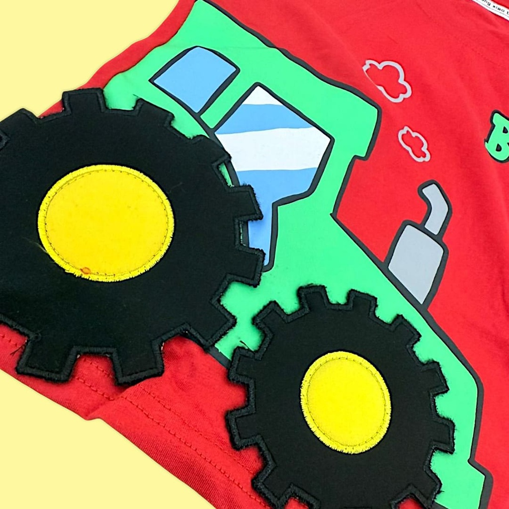 طقم ولادي بلوزة قطن مع شورت جينز برسمة سيارة 3D