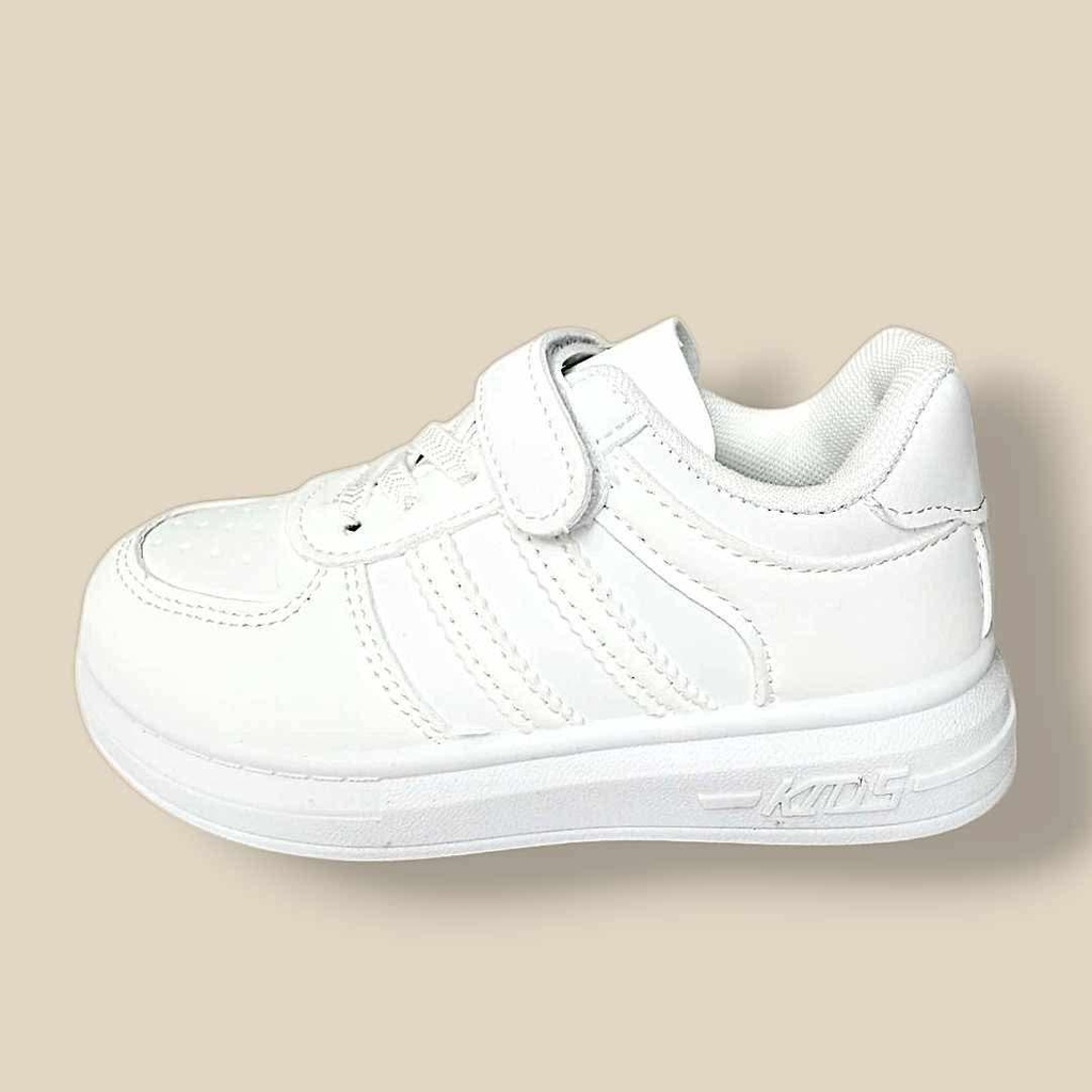 بوت أبيض مناسب للجنسين بخطين على الجنب