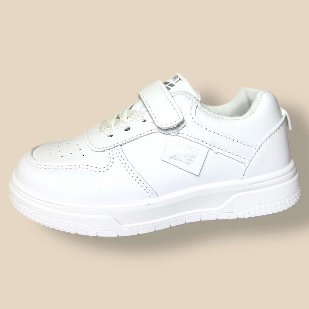 بوت أبيض للجنسين بخطين على الجنب نعل عالي