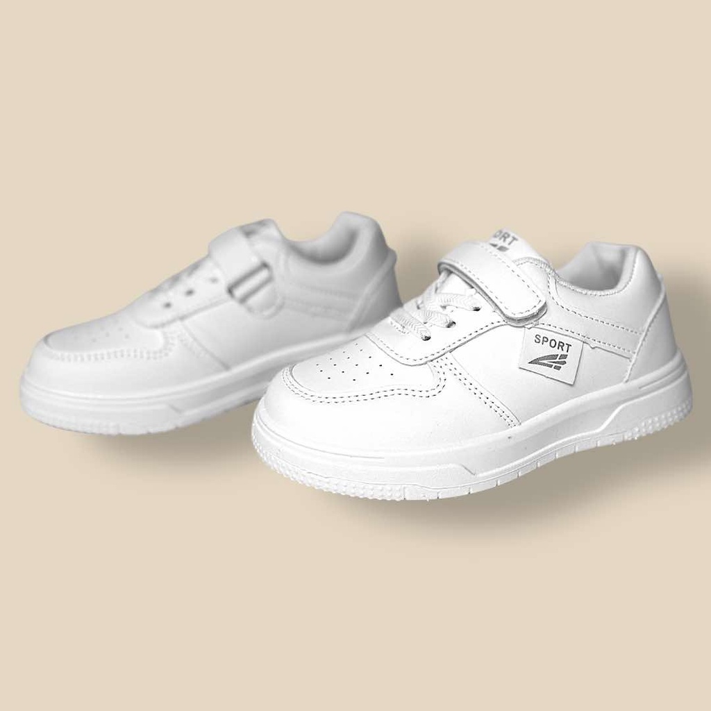 بوت أبيض للجنسين بخطين على الجنب نعل عالي