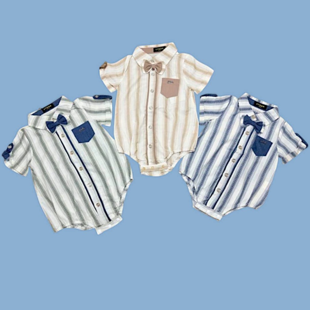 قميص بيبي بكباسات مع ببيونة بثلاث ألوان