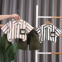 طقم قميص مخطط مع شورت بلونين