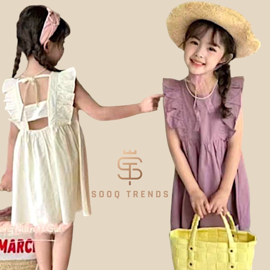 فستان مع كشكش عالأكتاف وفتحة بالظهر