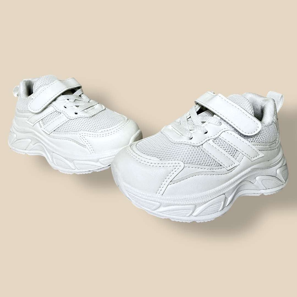 بوت أبيض قماش وجلد مناسب للجنسين