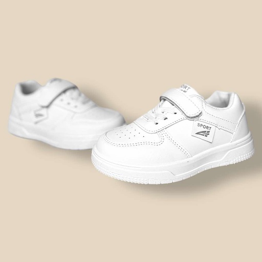 بوت أبيض للجنسين بخطين على الجنب نعل عالي