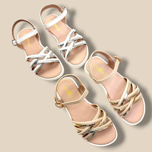 صندل بناتي ناعم نعل عالي بلونين