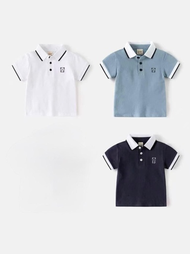 بلوزة ولادي بقبة برسمة دب ثلاث ألوان