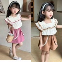 طقم بناتي رسمي شورت وبلوزة بلونين مميزين