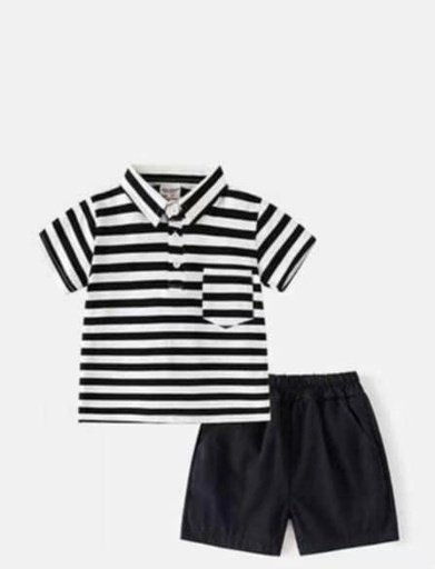 طقم ولادي بلوزة قطن مع شورت كتان